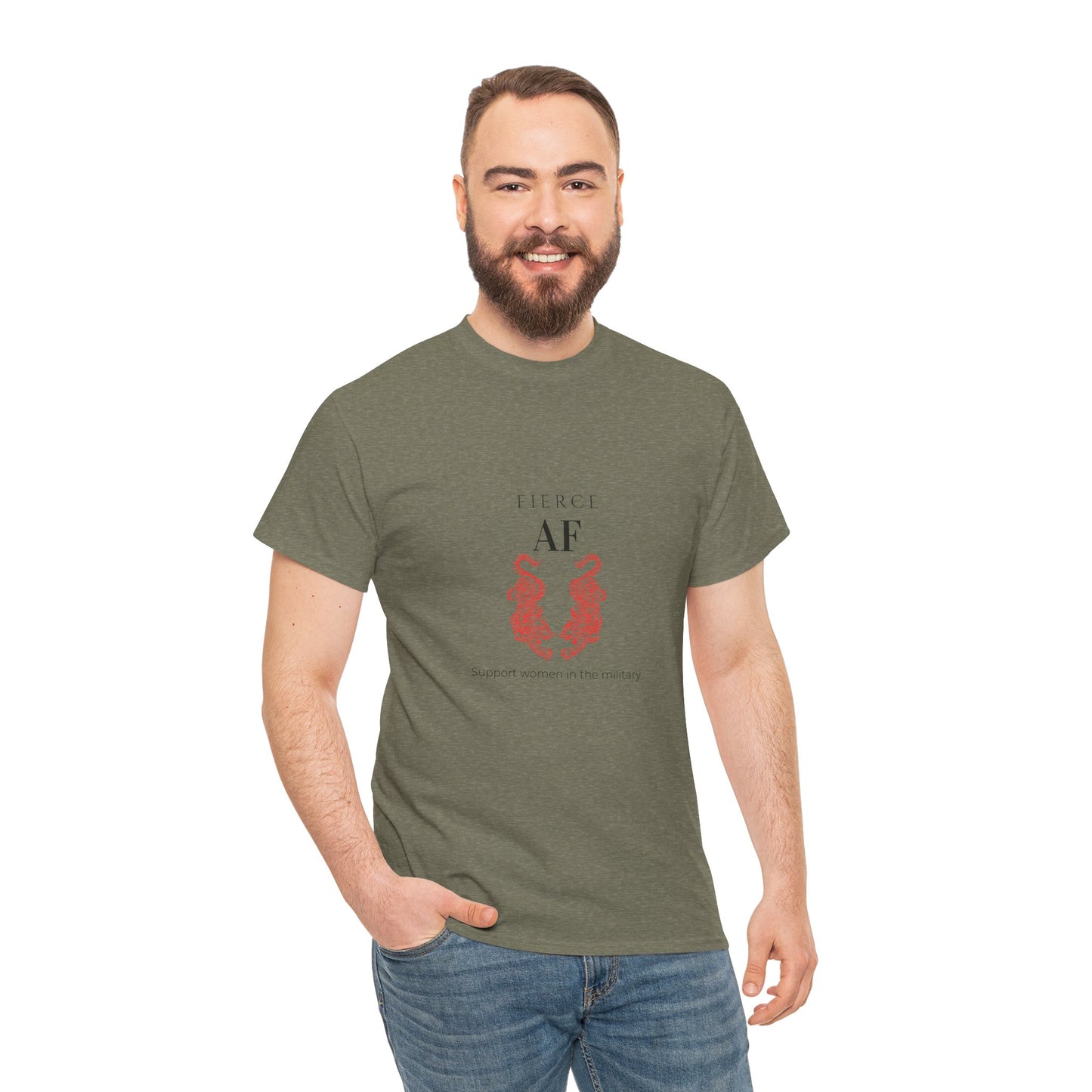 Fierce AF Support Women's Military Unisex Heavy Cotton Tee