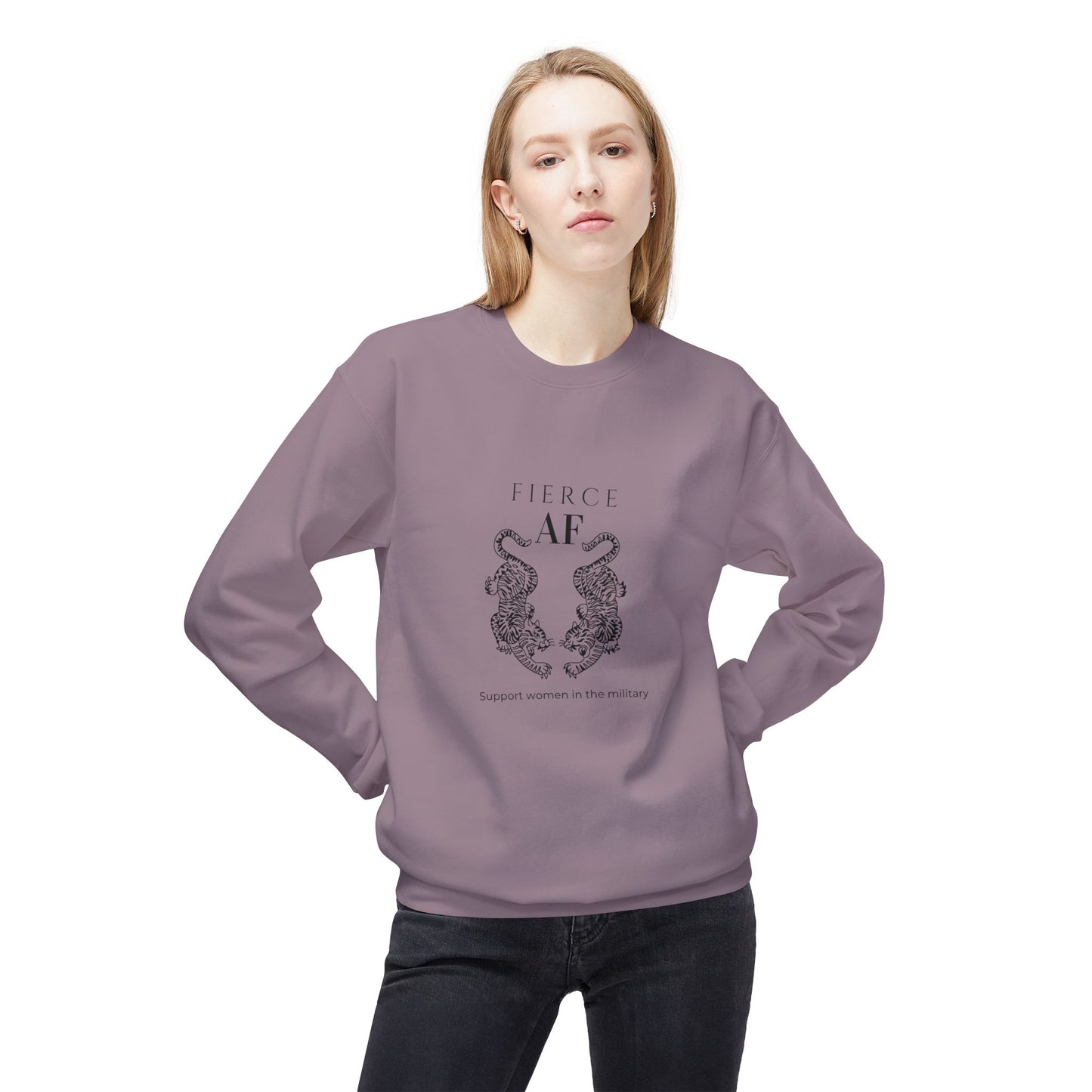 Fierce AF Military Support Sweatshirt - Unisex Midweight Fleece Crewneck