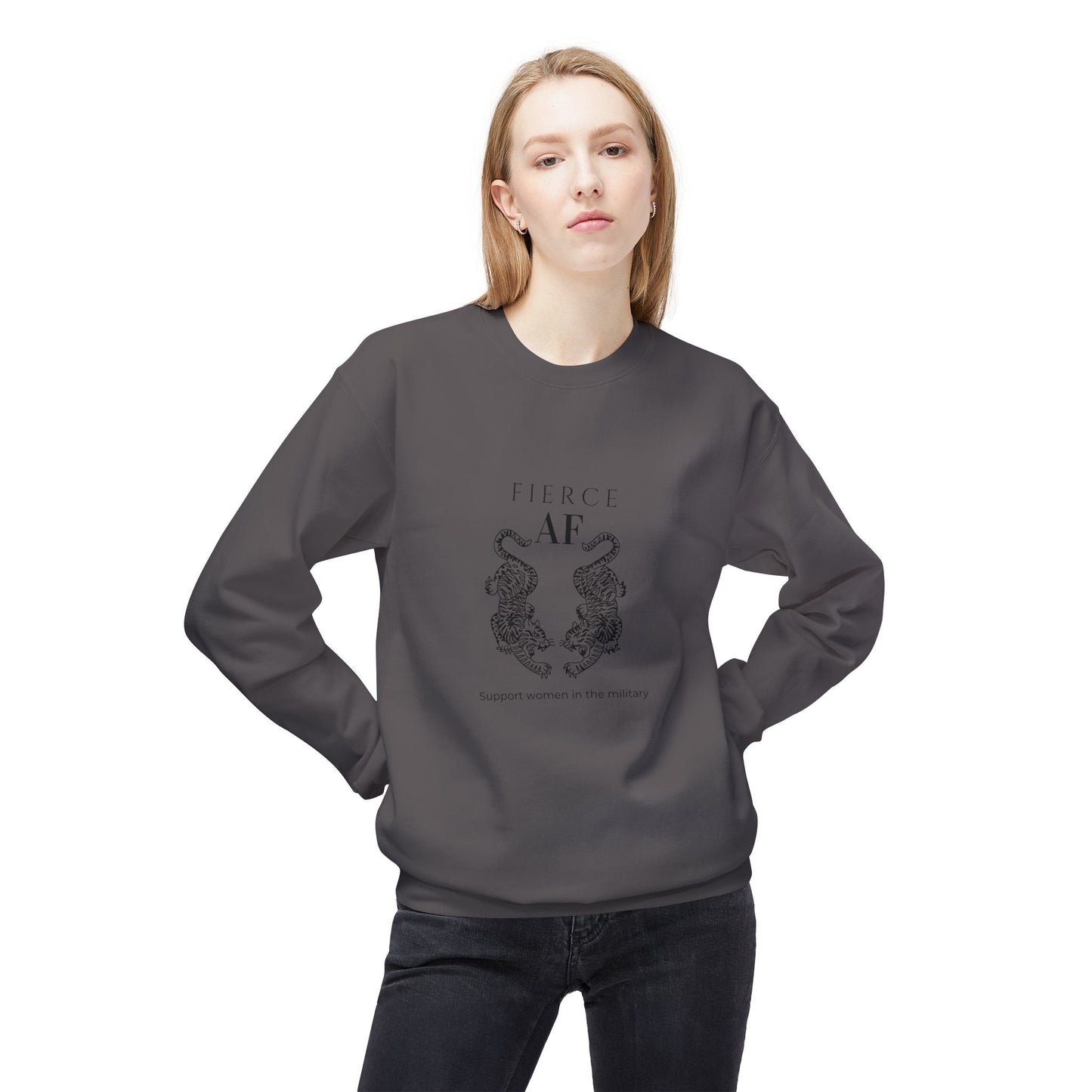 Fierce AF Military Support Sweatshirt - Unisex Midweight Fleece Crewneck