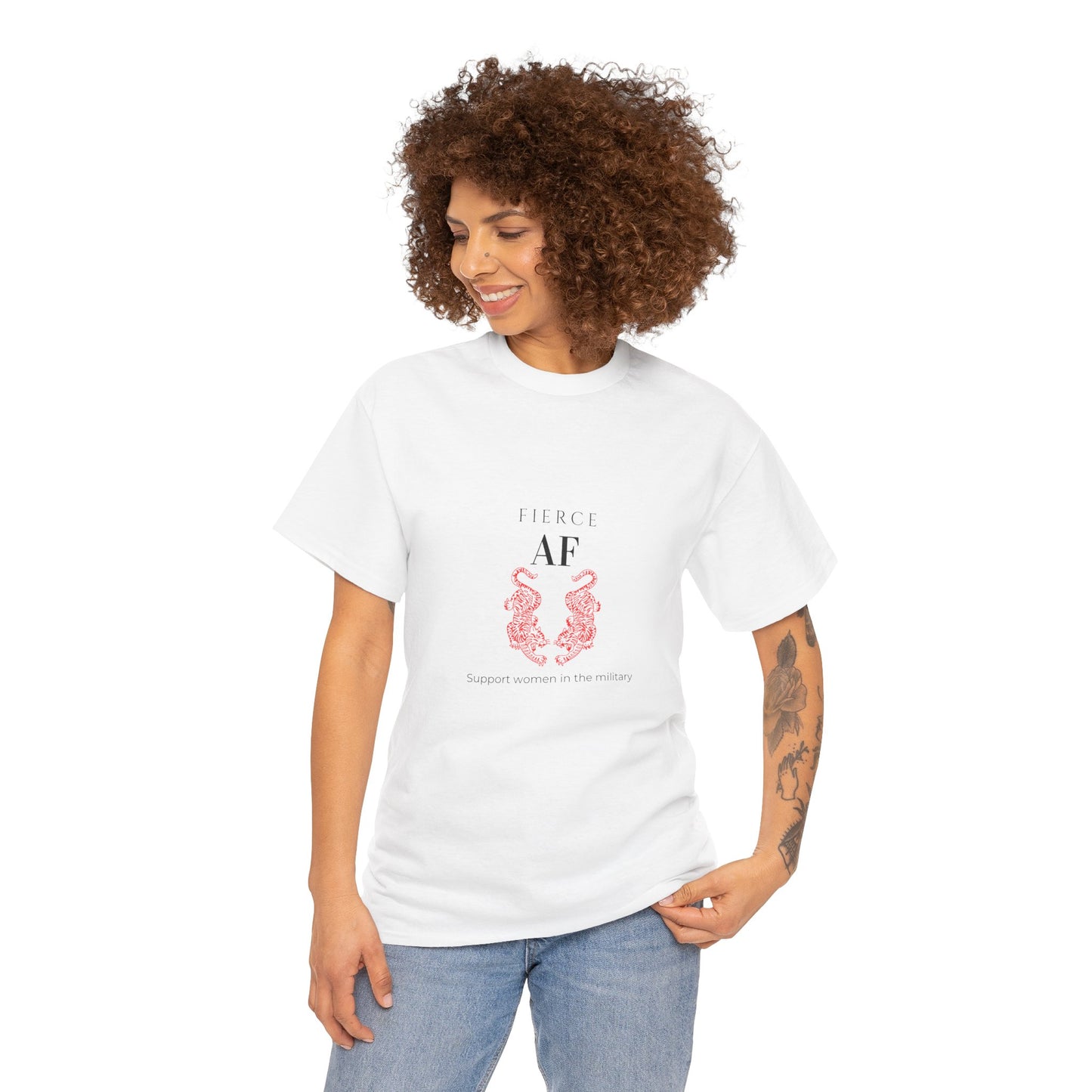 Fierce AF Support Women's Military Unisex Heavy Cotton Tee