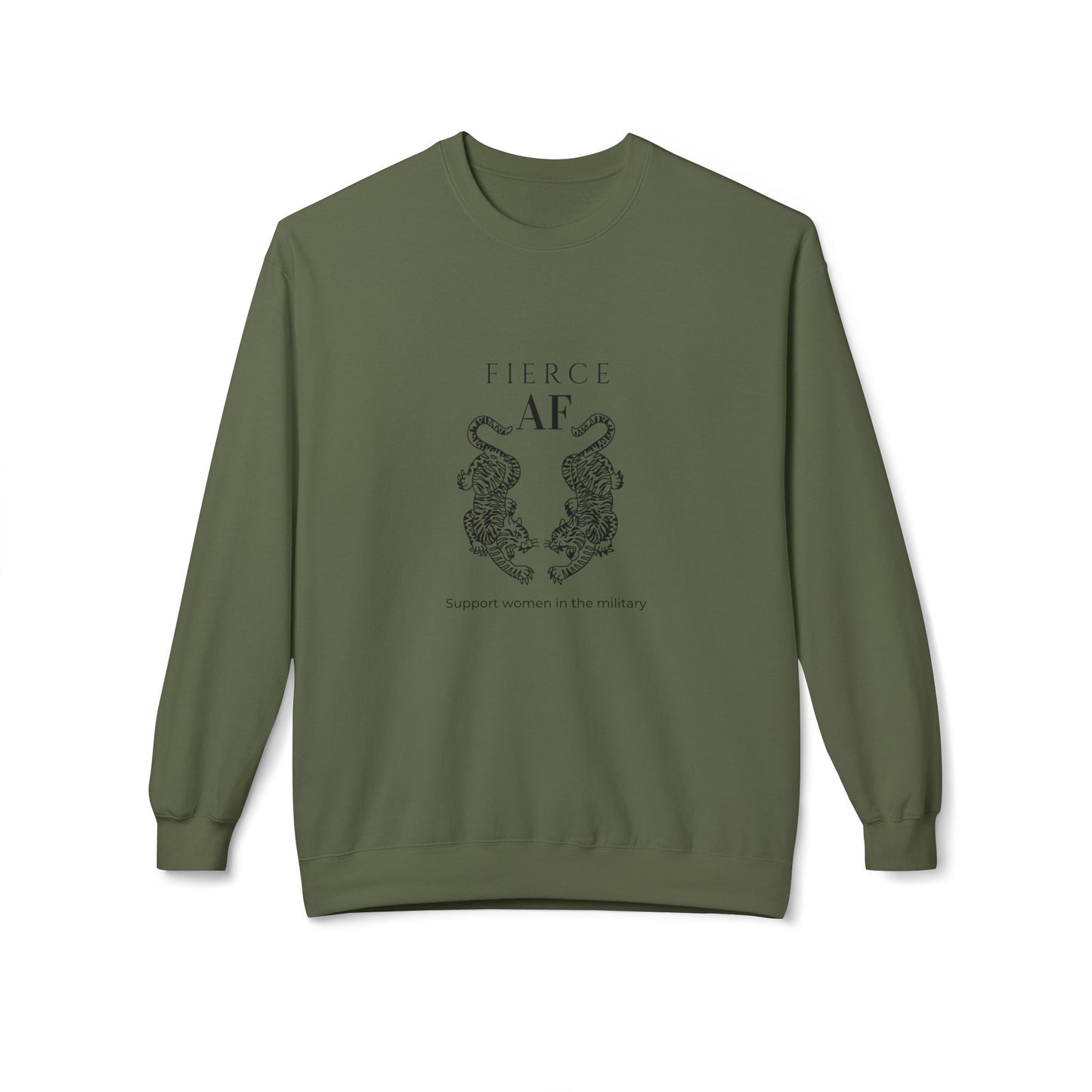 Fierce AF Military Support Sweatshirt - Unisex Midweight Fleece Crewneck